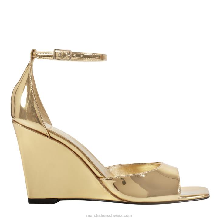 Marc Fisher Frauen Goldmetallic-Leder Camira Keilsandale 48XZ253