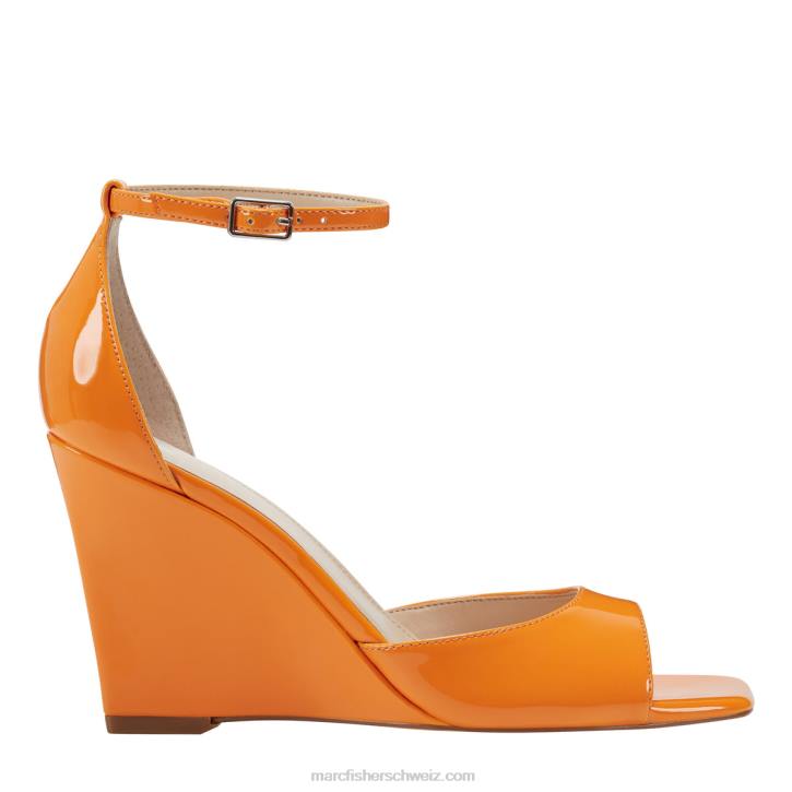 Marc Fisher Frauen Orangefarbenes Patent Camira Keilsandale 48XZ255