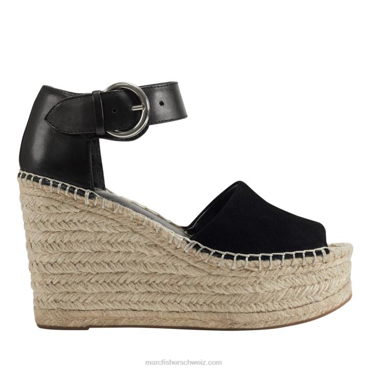 Marc Fisher Frauen Schwarz Alida Espadrille-Keilsandale 48XZ191