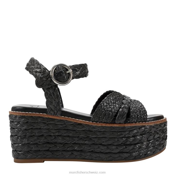 Marc Fisher Frauen Schwarz Naydine Espadrille-Sandale mit Knöchelriemen 48XZ223