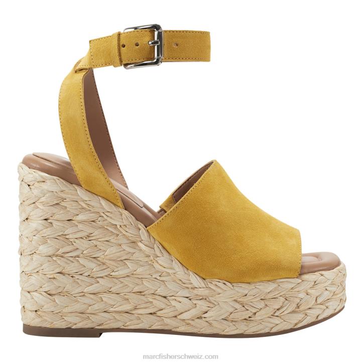 Marc Fisher Frauen Senffarbenes Wildleder Nelly Espadrille-Keilsandale 48XZ261