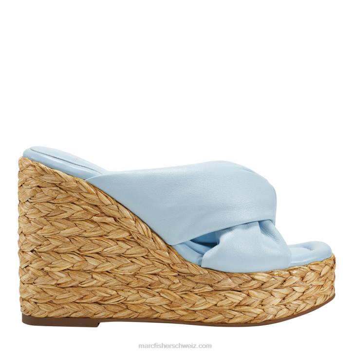 Marc Fisher Frauen hellblaues Leder Navina Espadrille-Keilsandale 48XZ237