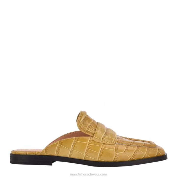 Marc Fisher Frauen Hellbraunes Leder mit Krokoprägung Flyta Loafer-Mules 48XZ508