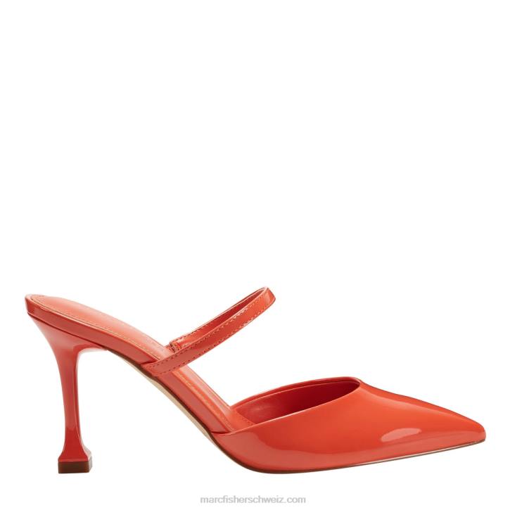 Marc Fisher Frauen Orangefarbenes Patent Hadais-Pantoletten mit Absatz 48XZ499