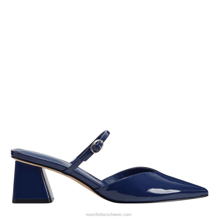 Marc Fisher Frauen blaues Patent Lakey-Pantoletten mit Absatz 48XZ448