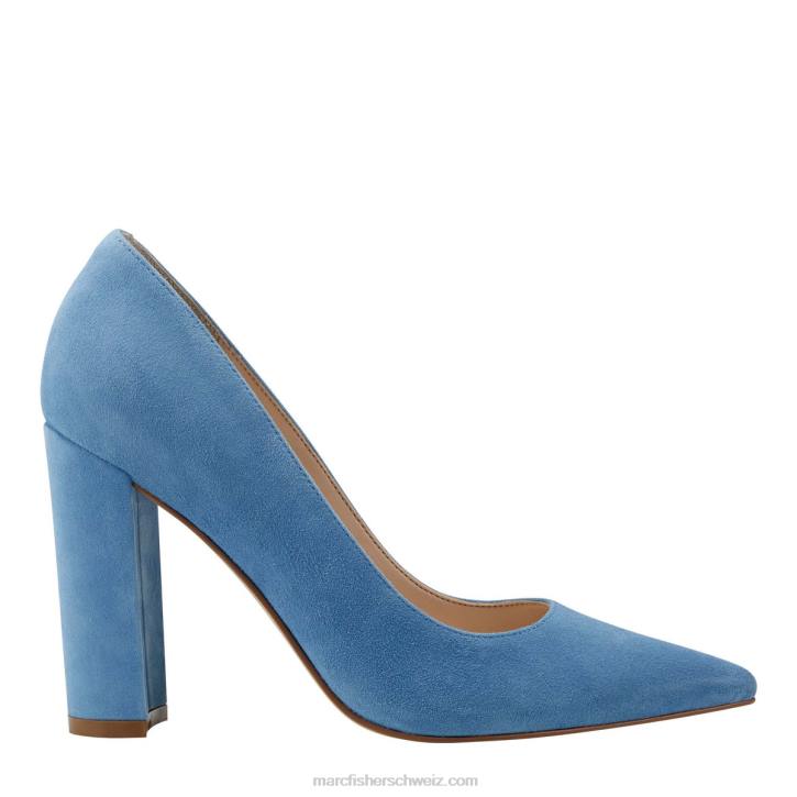 Marc Fisher Frauen blaues Wildleder Abilene-Pumps mit spitzem Zehenbereich und Blockabsatz 48XZ645