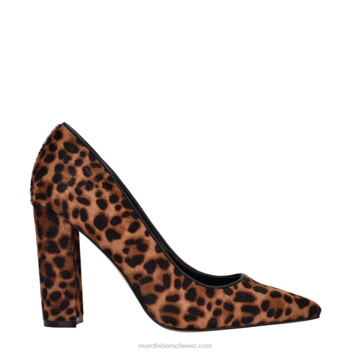 Marc Fisher Frauen braunes/leopardengeprägtes Kalbshaar Abilene-Pumps mit spitzem Zehenbereich und Blockabsatz 48XZ624