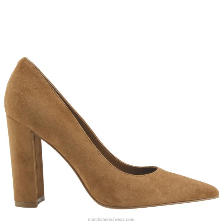 Marc Fisher Frauen cognacfarbenes Wildleder Abilene-Pumps mit spitzem Zehenbereich und Blockabsatz 48XZ623