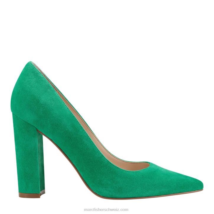 Marc Fisher Frauen grünes Wildleder Abilene-Pumps mit spitzem Zehenbereich und Blockabsatz 48XZ668