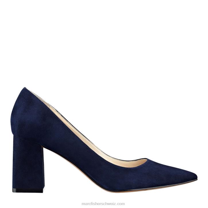 Marc Fisher Frauen marineblaues Wildleder Zala-Pumps mit Blockabsatz und spitzer Zehenpartie 48XZ622
