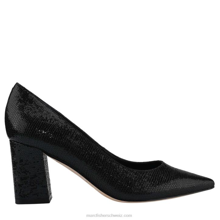 Marc Fisher Frauen schwarzer Schlangendruck Zala-Pumps mit Blockabsatz und spitzer Zehenpartie 48XZ688