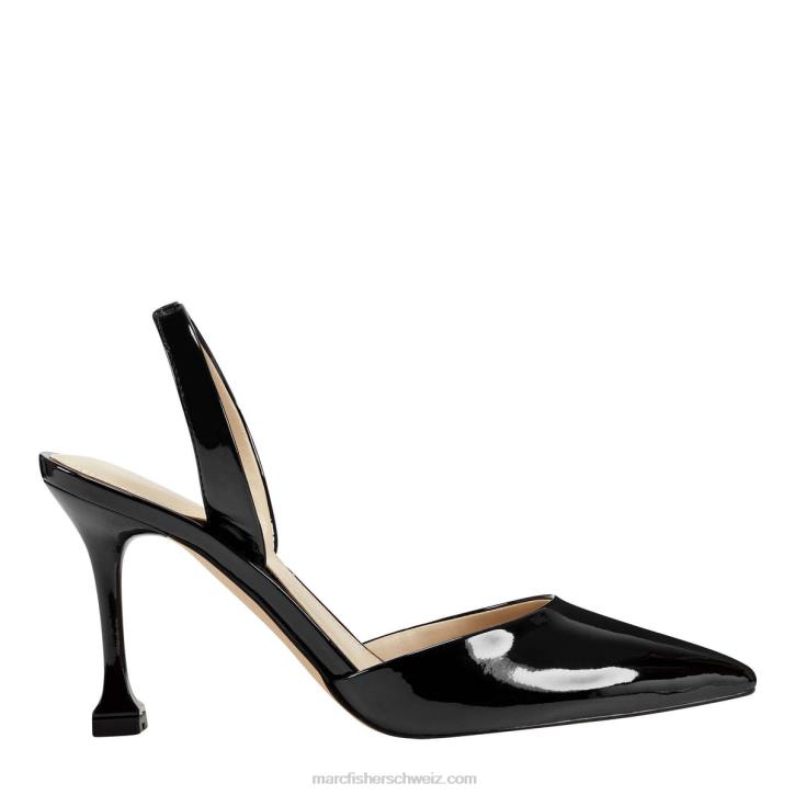 Marc Fisher Frauen schwarzes Lackleder Hadya Slingback-Pumpe 48XZ625