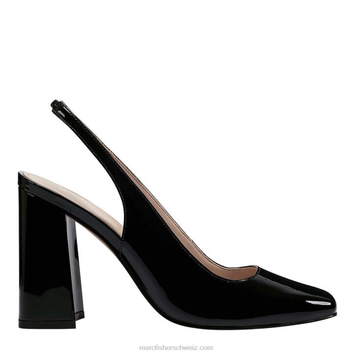 Marc Fisher Frauen schwarzes Lackleder Onna Slingback-Absatz 48XZ383