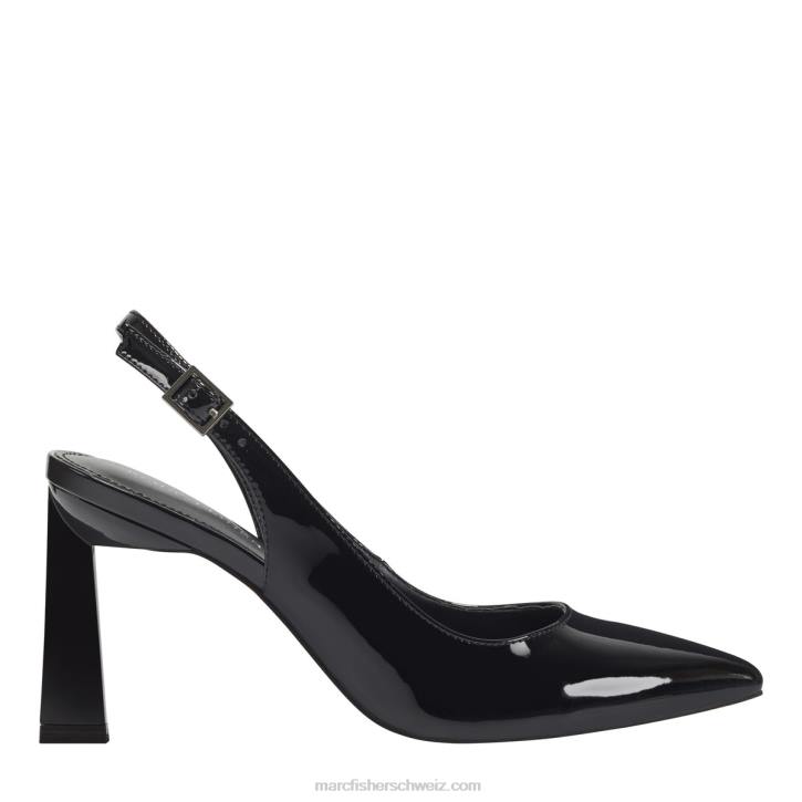 Marc Fisher Frauen schwarzes Lackleder Sannek Slingback-Pumpe 48XZ604