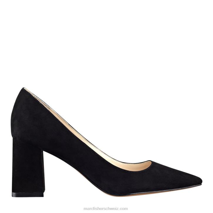 Marc Fisher Frauen schwarzes Wildleder Zala-Pumps mit Blockabsatz und spitzer Zehenpartie 48XZ621