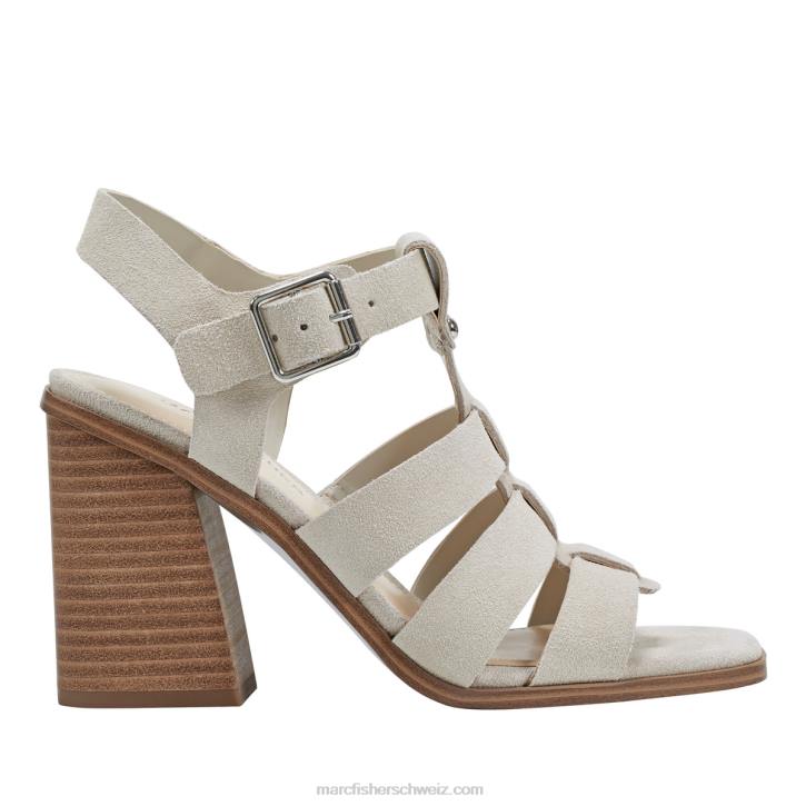 Marc Fisher Frauen Elfenbeinfarbenes Wildleder Fynlee-Sandale mit Blockabsatz 48XZ382