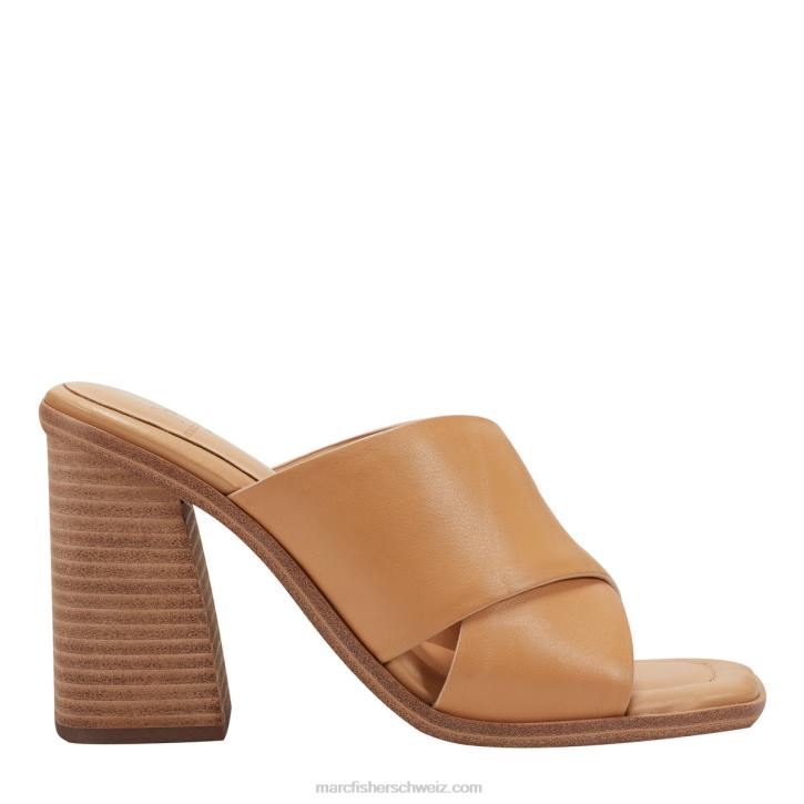 Marc Fisher Frauen goldbraunes Leder Barli-Slide-Sandale mit Absatz 48XZ470