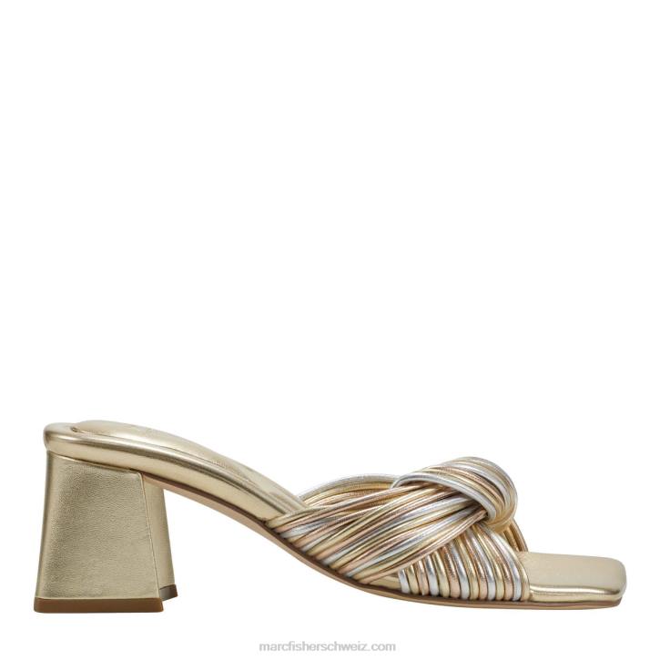 Marc Fisher Frauen goldenes Leder Slide-Sandale mit Kirschabsatz 48XZ498