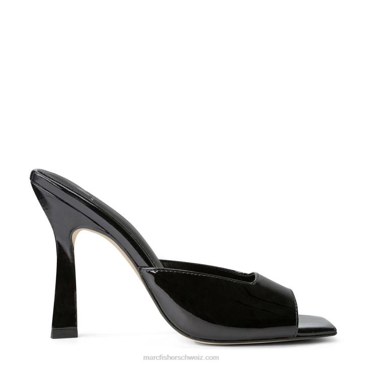 Marc Fisher Frauen schwarzes Lackleder Baber-Slide-Sandale mit Absatz 48XZ509