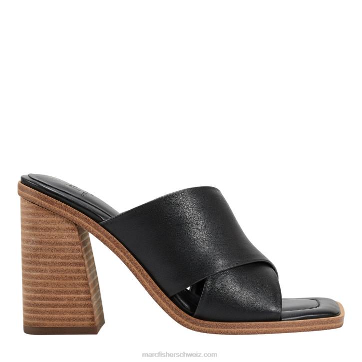 Marc Fisher Frauen schwarzes Leder Barli-Slide-Sandale mit Absatz 48XZ481