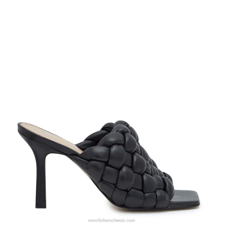 Marc Fisher Frauen schwarzes Leder Dakina-Slipper mit quadratischer Zehenpartie 48XZ543