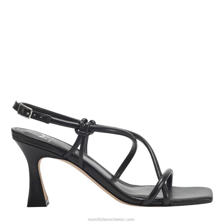 Marc Fisher Frauen schwarzes Leder Dayne Slingback-Sandale mit Absatz 48XZ376