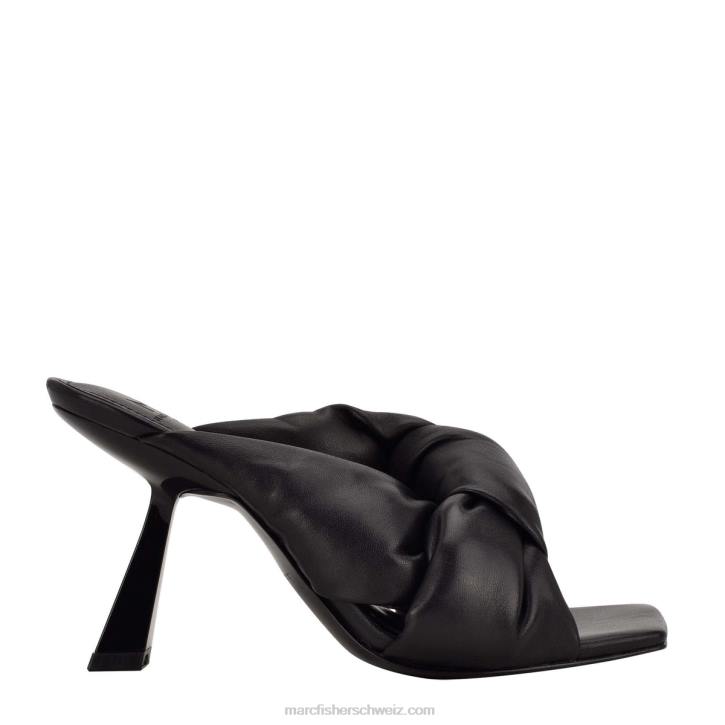Marc Fisher Frauen schwarzes Leder Dellian Sandale mit Absatz 48XZ529