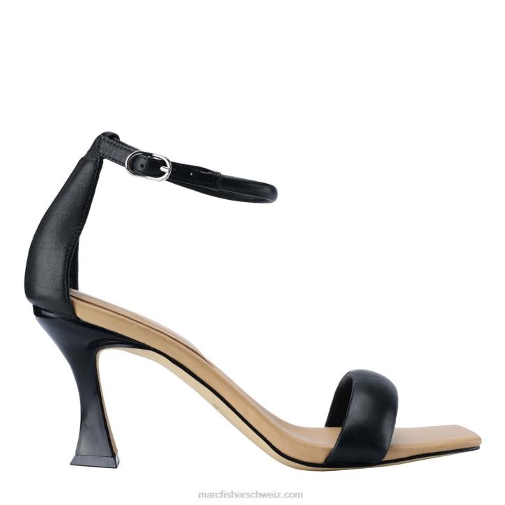 Marc Fisher Frauen schwarzes Leder Derine-Sandale mit Absatz 48XZ385