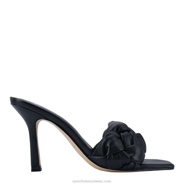 Marc Fisher Frauen schwarzes Leder Digana-Slipper mit quadratischer Zehenpartie 48XZ512