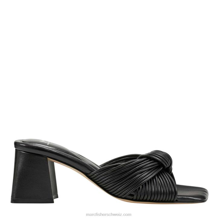 Marc Fisher Frauen schwarzes Leder Slide-Sandale mit Kirschabsatz 48XZ496