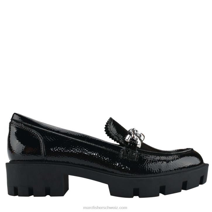 Marc Fisher Frauen schwarzes Lackleder Louanz Lugsole-Loafer 48XZ437