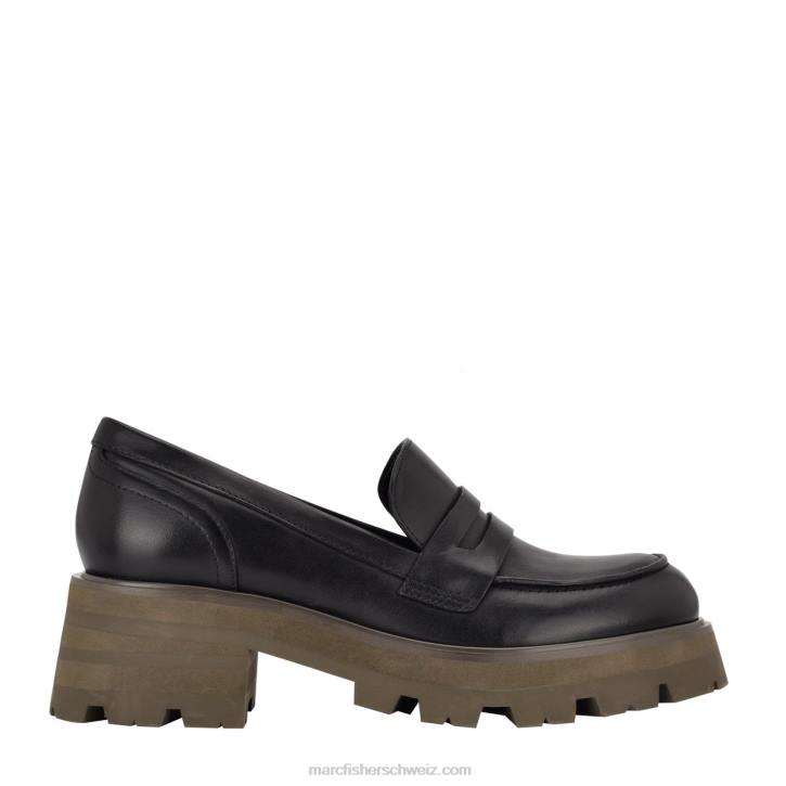 Marc Fisher Frauen schwarzes Leder Loafer mit Latika-Stollensohle 48XZ440
