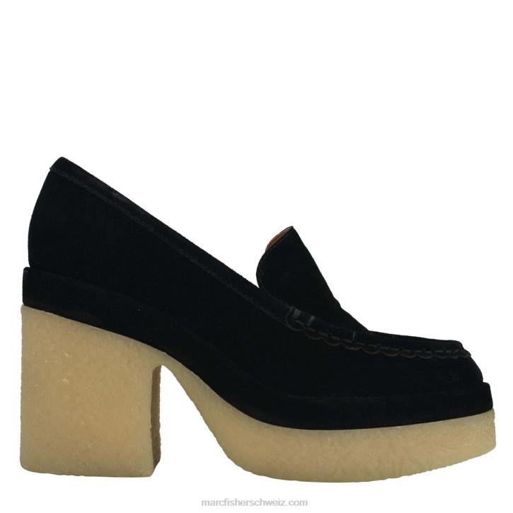 Marc Fisher Frauen schwarzes Wildleder Lina-Loafer mit Absatz 48XZ431