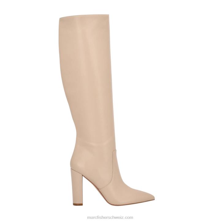 Marc Fisher Frauen beiges Leder Giancarlo-Stiefel mit Absatz 48XZ166