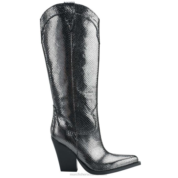 Marc Fisher Frauen dunkelgraue Lederschlange Nalita Westernstiefel 48XZ161