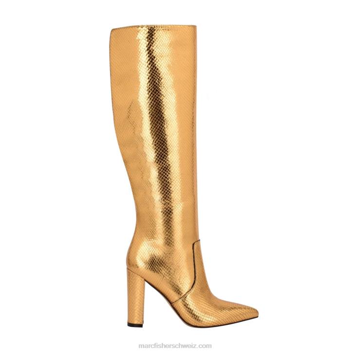Marc Fisher Frauen goldenes Schlangen-Wildleder Giancarlo-Stiefel mit Absatz 48XZ162