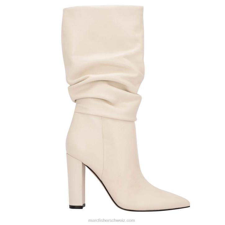 Marc Fisher Frauen schickes cremefarbenes Leder Gomer-Stiefel mit Absatz 48XZ183
