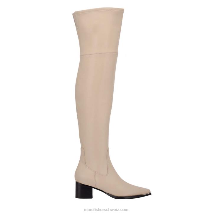 Marc Fisher Frauen schickes cremefarbenes Leder Noemi Overknee-Stiefel 48XZ181