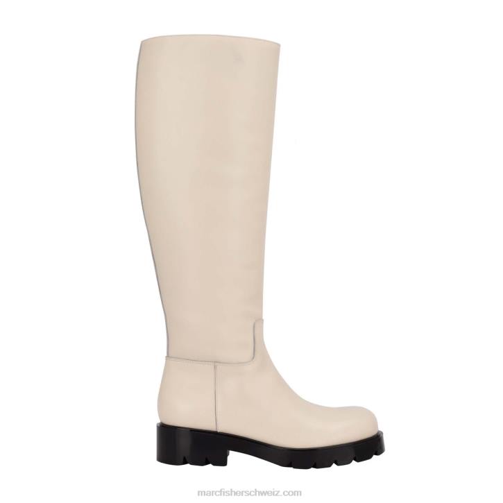 Marc Fisher Frauen schickes cremefarbenes Leder Phidias Lugsole-Stiefel 48XZ175