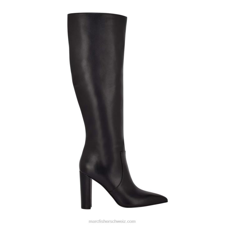 Marc Fisher Frauen schwarzes Leder Giancarlo-Stiefel mit Absatz 48XZ159