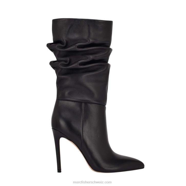 Marc Fisher Frauen schwarzes Leder Romy-Stiefel mit Absatz 48XZ176
