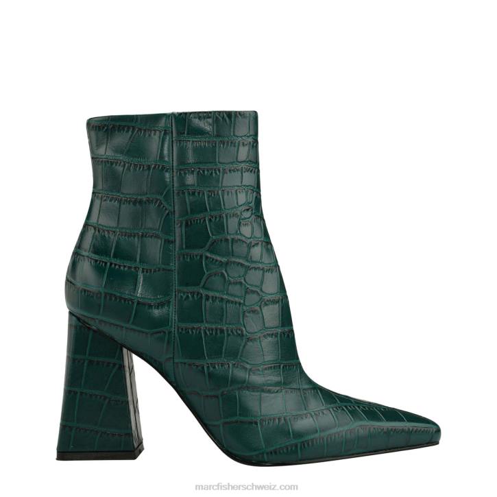 Marc Fisher Frauen Blaugrünes Leder mit Krokoprägung Kulika-Stiefel mit Absatz 48XZ96