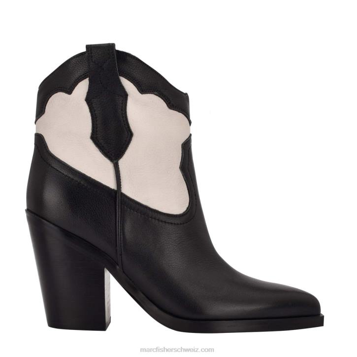 Marc Fisher Frauen Schwarzes/schickes cremefarbenes Leder Gona Western Bootie 48XZ120