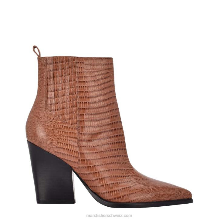 Marc Fisher Frauen braunes Leder mit Krokoprägung Westernstiefelette mit Mariel-Absatz 48XZ32