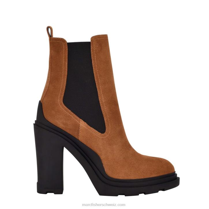 Marc Fisher Frauen dunkles natürliches Wildleder Chelsea-Bootie mit Ramio-Absatz 48XZ78