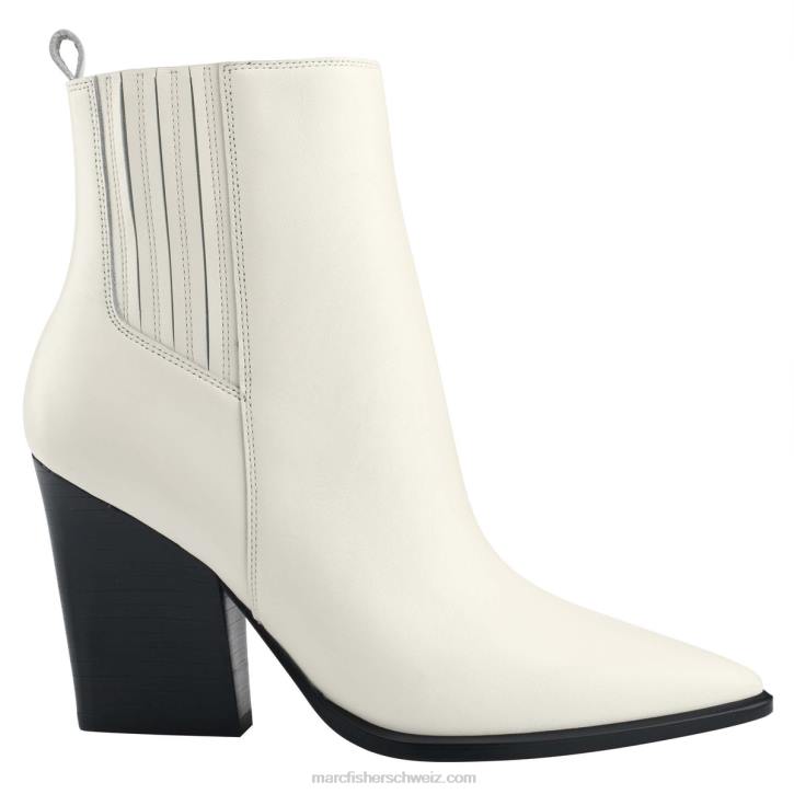 Marc Fisher Frauen schickes cremefarbenes Leder Westernstiefelette mit Mariel-Absatz 48XZ48