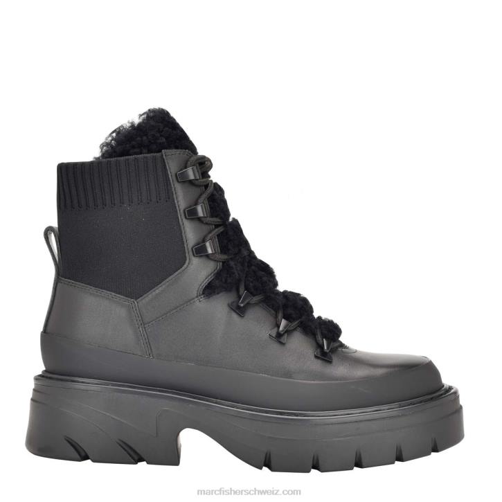 Marc Fisher Frauen schwarzes Leder Izuma-Stiefel mit Stollensohle 48XZ31