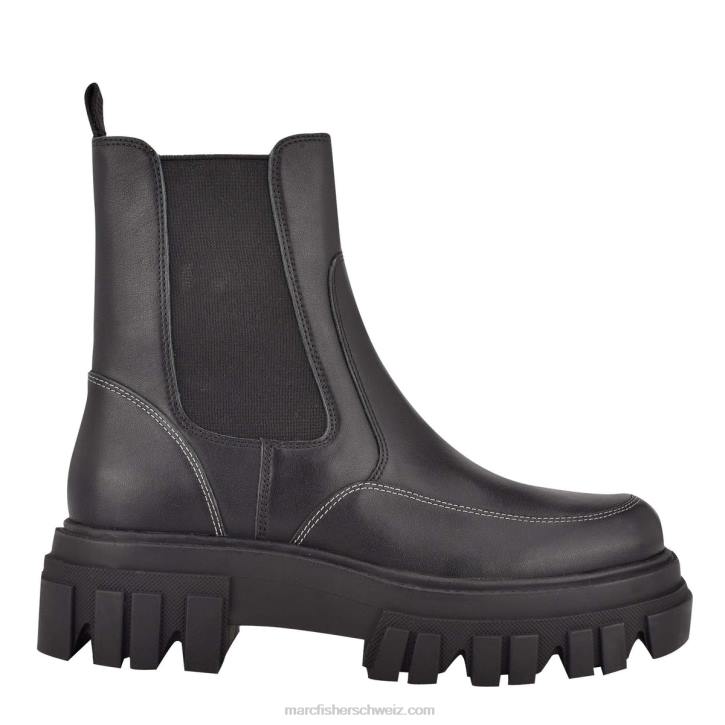 Marc Fisher Frauen schwarzes Leder Morgan Lugsole-Stiefeletten 48XZ11