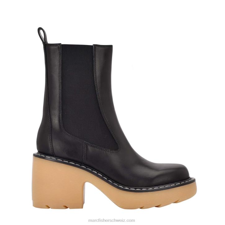 Marc Fisher Frauen schwarzes Leder/Natur Fredy-Bootie mit Stollensohle 48XZ49