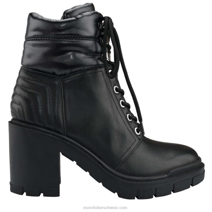 Marc Fisher Frauen schwarzes Leder/Nylon Velima-Schnürstiefel mit Profilsohle 48XZ67